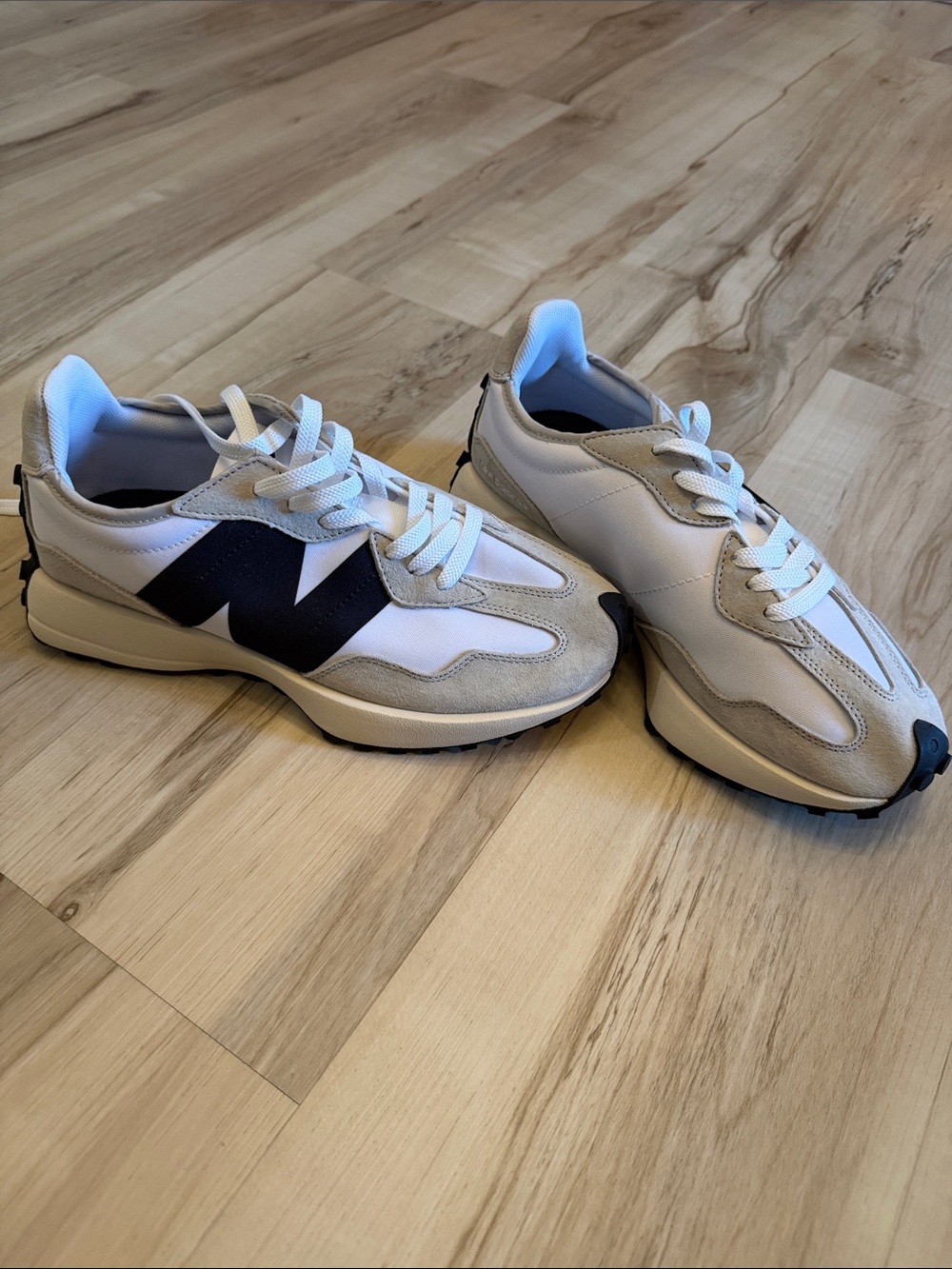 New Balance White Black & Light Gray Athletic Sneakers